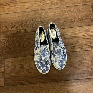 Michael Kors White and blue floral slip-oncanvas #sneakers #floral #Michael Kors